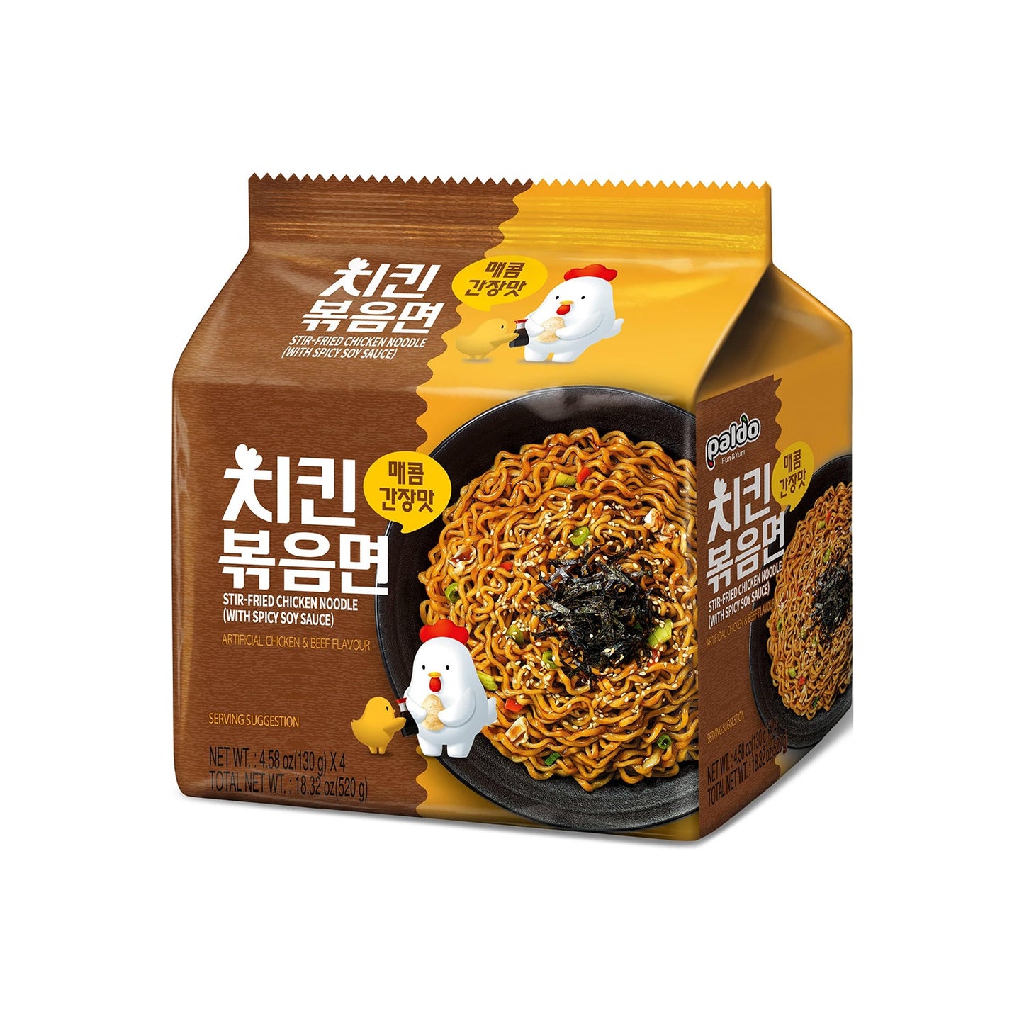 Stir Fried Chicken Snabbnudlar 130g x 4-pack, Paldo