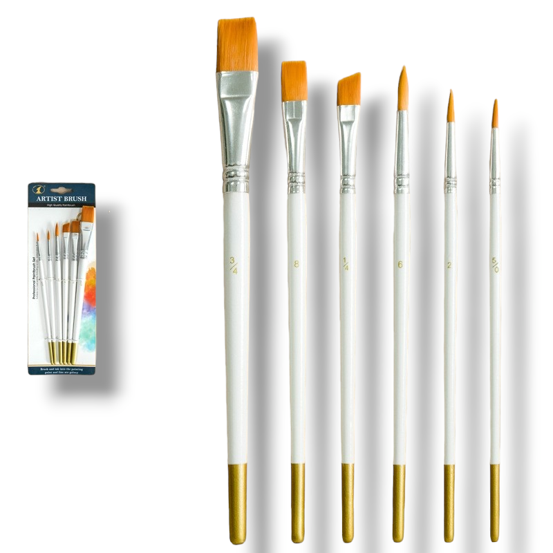 Vit Set av pensel 6-pack