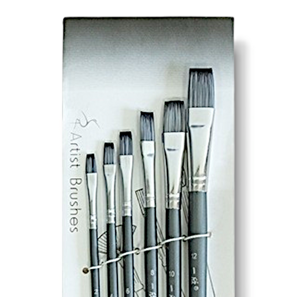 Penselset 6pack konstnärs pensel grå