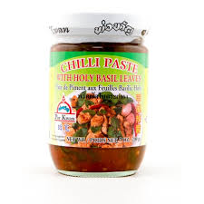 Chilipasta sås med stark basilika 200g, Por Kwan