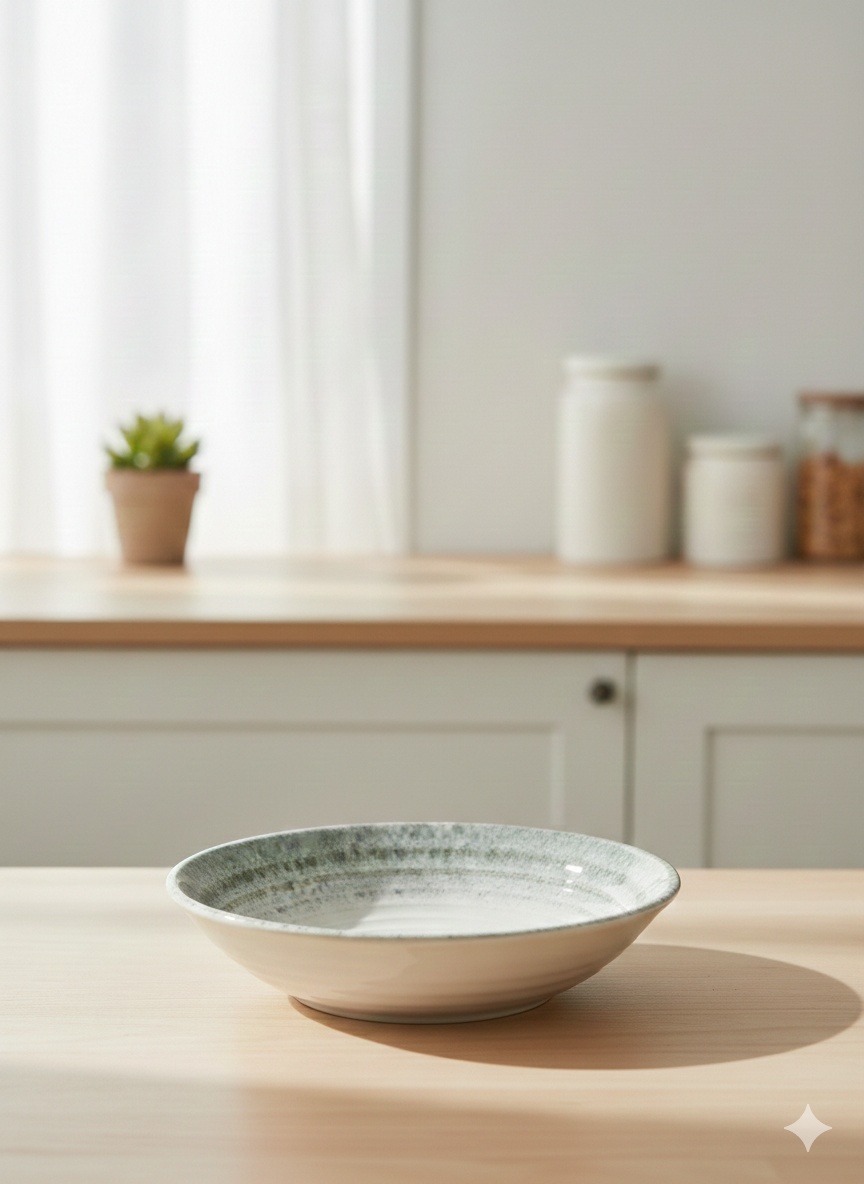 Tallrik Rund Blå och vit Spiral Ø25cm | H5,5 cm