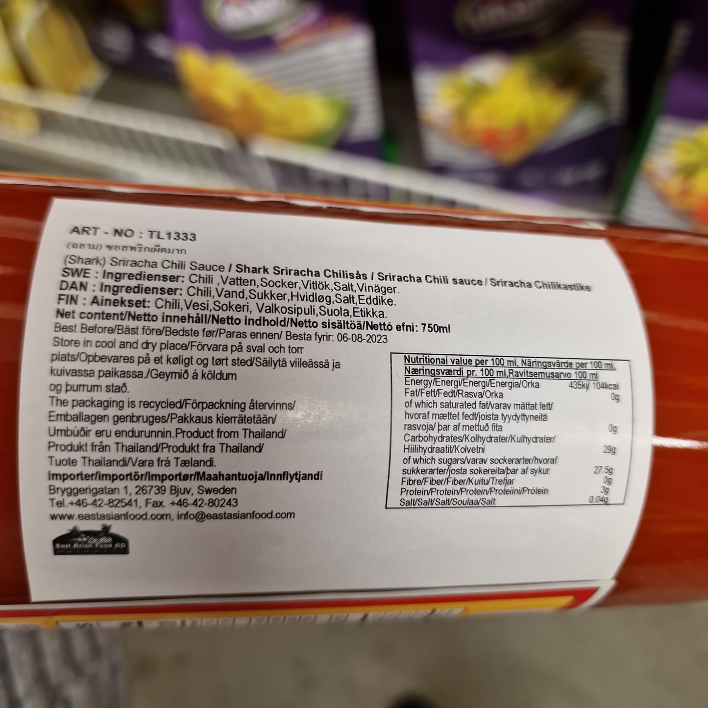 Sriracha chillisås (stark) 750ml