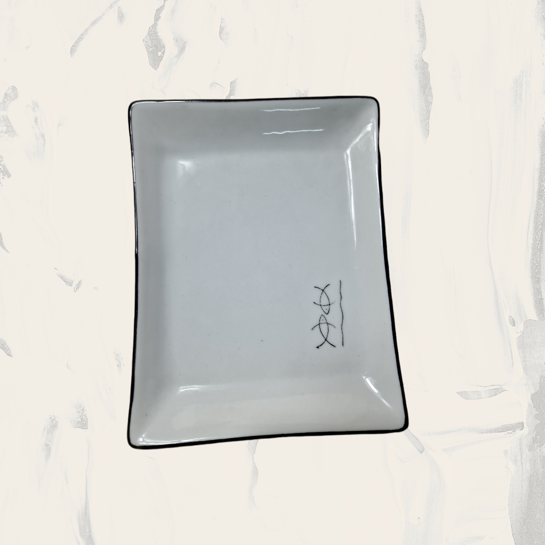 Liten Tallrik Vit Kinesisk Tecken