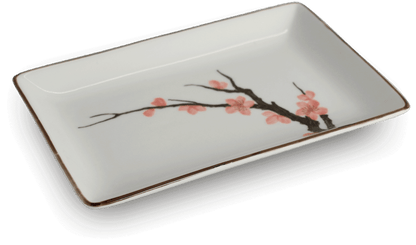 Sushitallrik med Sakura-motiv. Storlek: 20×13 cm | H2,5 cm.