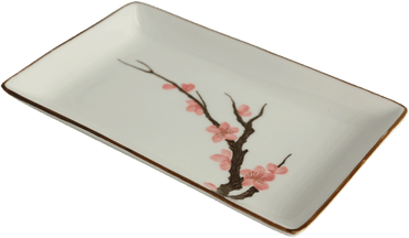 Sushitallrik med Sakura-motiv. Storlek: 20×13 cm | H2,5 cm.