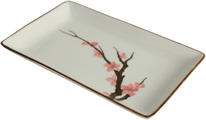 Sushitallrik med Sakura-motiv. Storlek: 20×13 cm | H2,5 cm.
