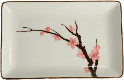 Sushitallrik med Sakura-motiv. Storlek: 20×13 cm | H2,5 cm.
