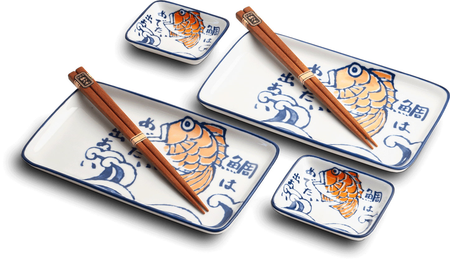 Sushiset med Sakana-motiv. Storlek: 22,2 x 12,4 cm | H2,5 cm.