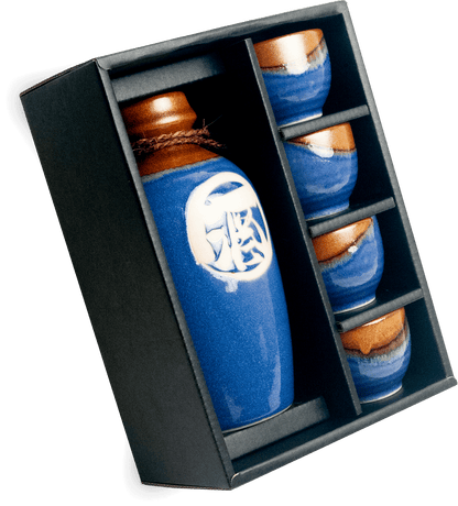 Japansk sake set Retro Blå