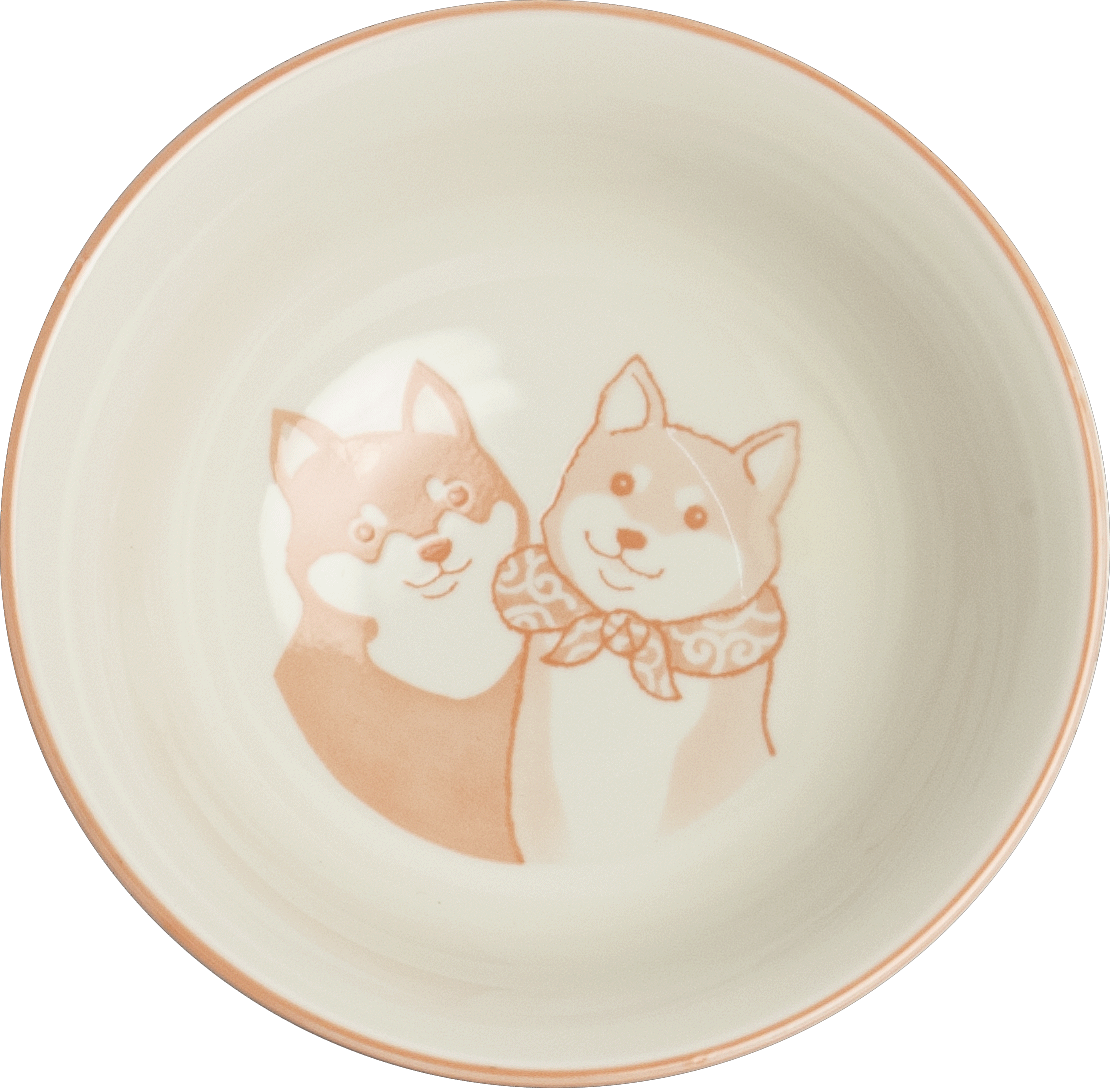 Mellanstor skål med Shiba-motiv. Storlek: Ø19 cm | H7,5 cm.
