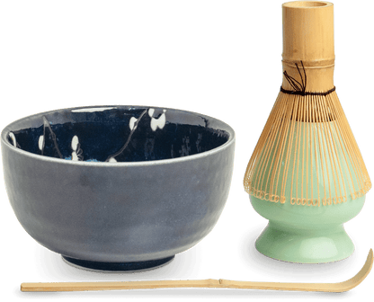 Matchaset med Hana blå-design. Storlek: Ø13 cm | H7 cm..