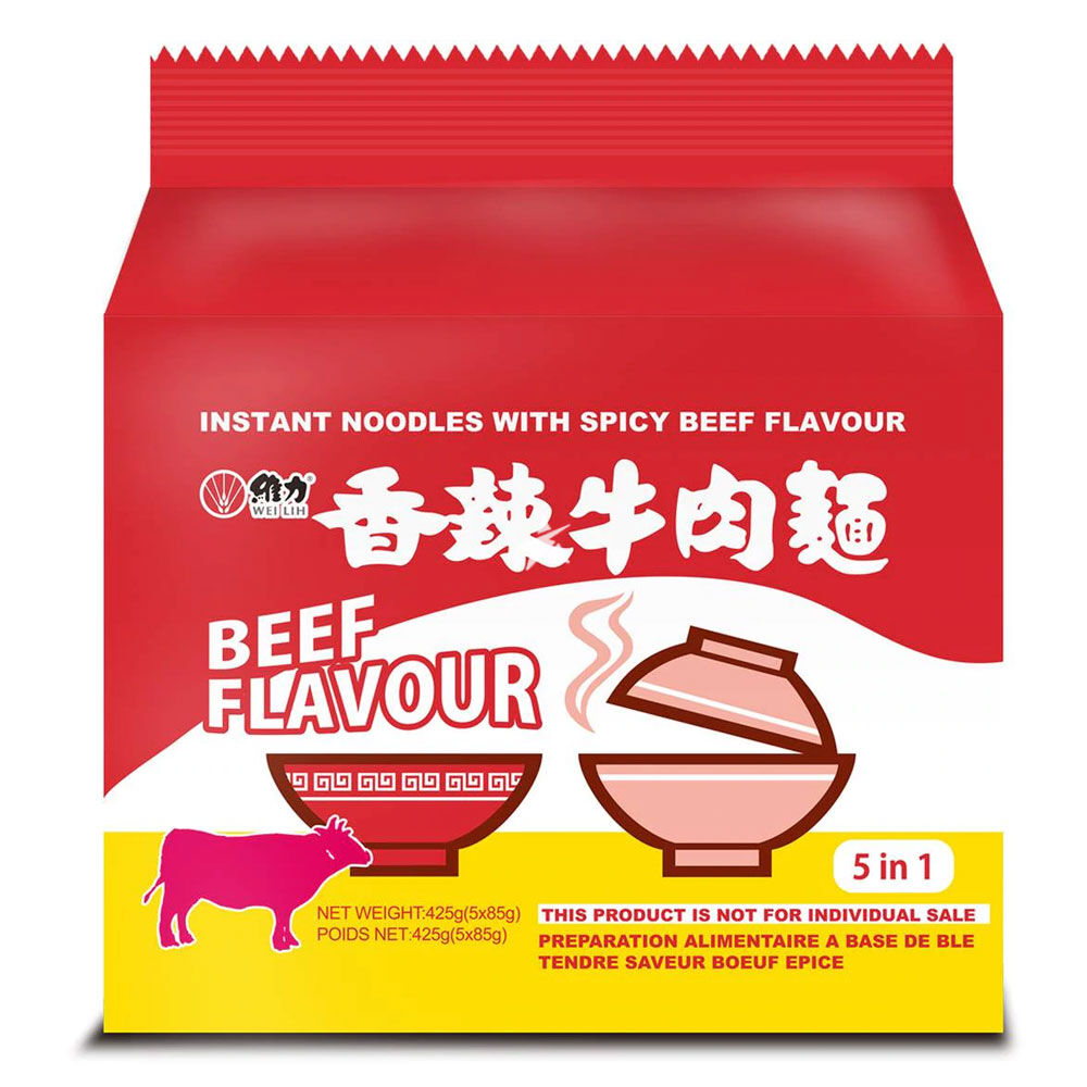 Snabbnudlar Biff Smak (5pack) 425g, Wei Lih