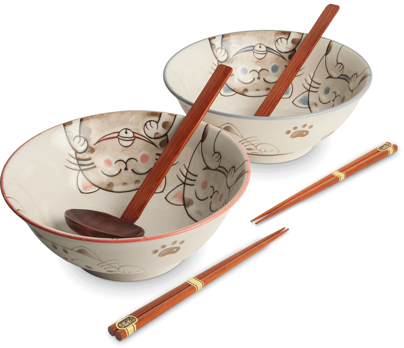 Ramenset skål Katt Ø20,5 cm | H8 cm - 2 pcs