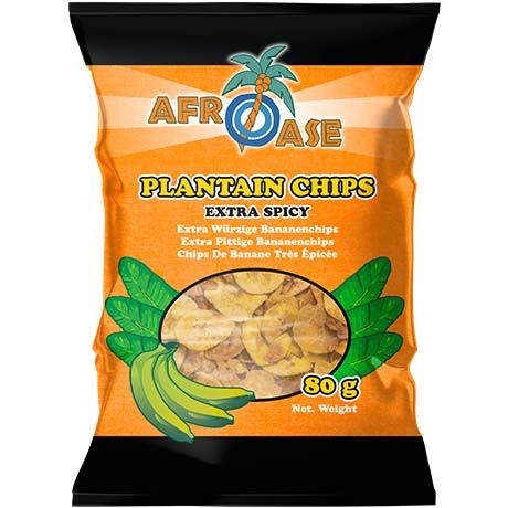 Extra Spicy Bananchips 80g, Afroase