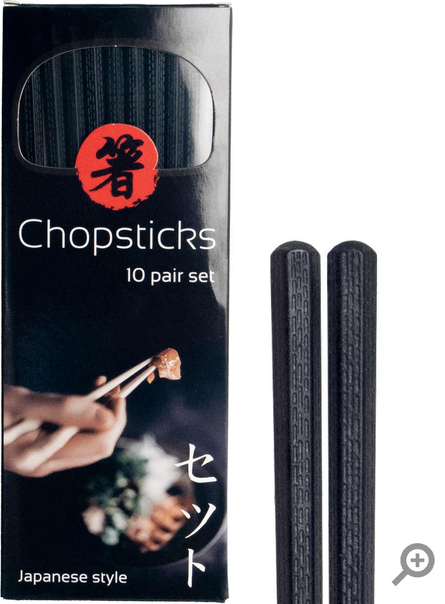 Ätpinnar i japansk stil, svart. Storlek: 22,5 cm.