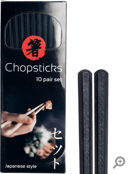 Ätpinnar i japansk stil, svart. Storlek: 22,5 cm.