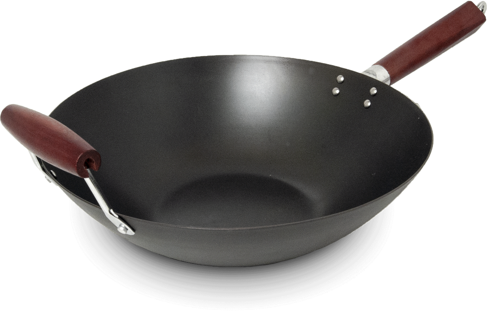 Wok med handtag i kolstål. Storlek: Ø35 cm.