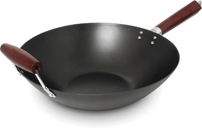 Wok med handtag i kolstål. Storlek: Ø35 cm.