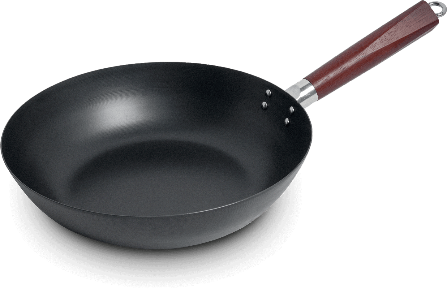 Wok i kolstål. Storlek: Ø30 cm.