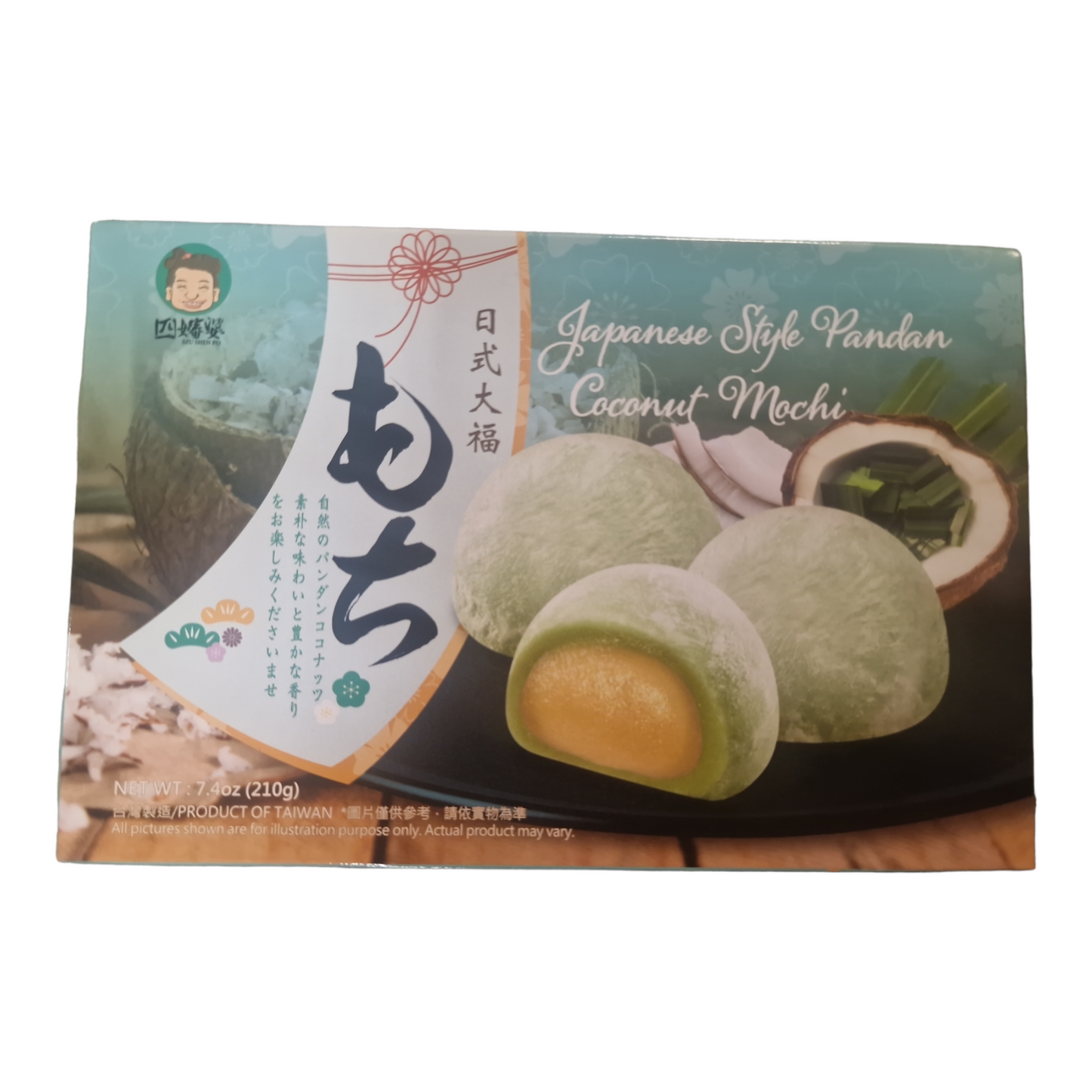 Japanska Mochi Kokos med Pandan 210g,  Szu Shen Po