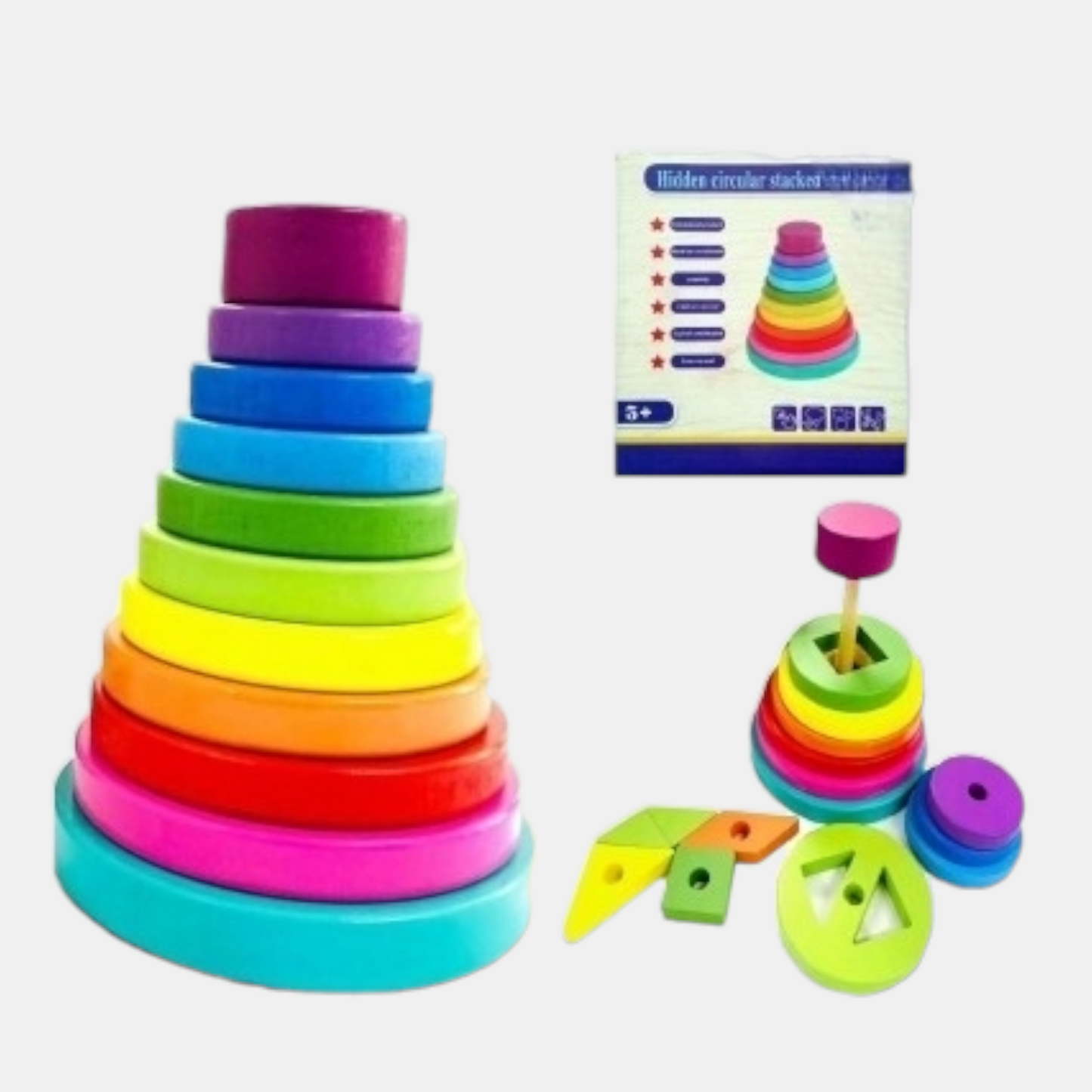 Hemlig regnbåge trä pizzel stapel