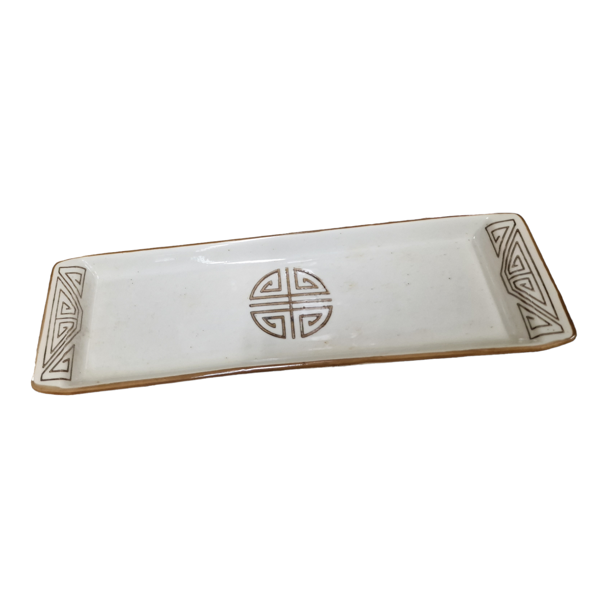 Brun kina avlång fat 32x10cm