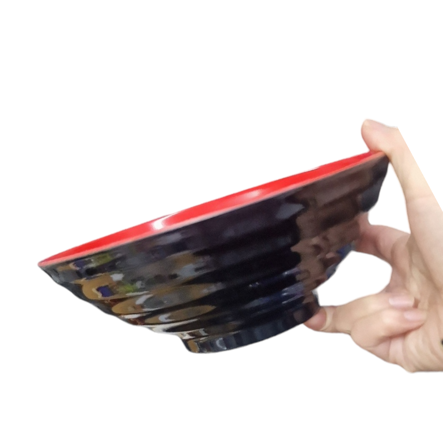 Ramenskål plast röd och svart 19,5cm