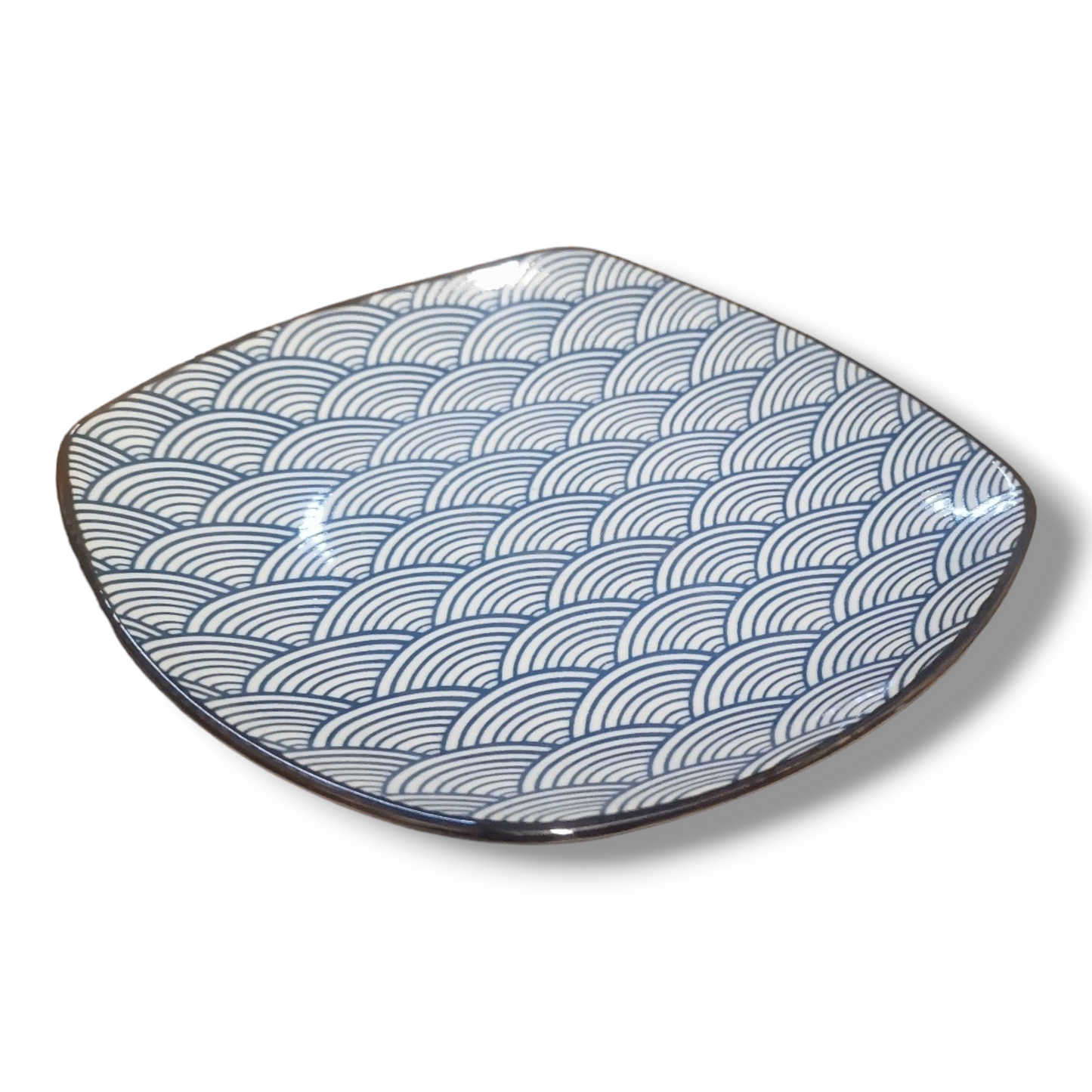 Fyrkantig Blå/Vit Mönstrad talrik 17,5cm