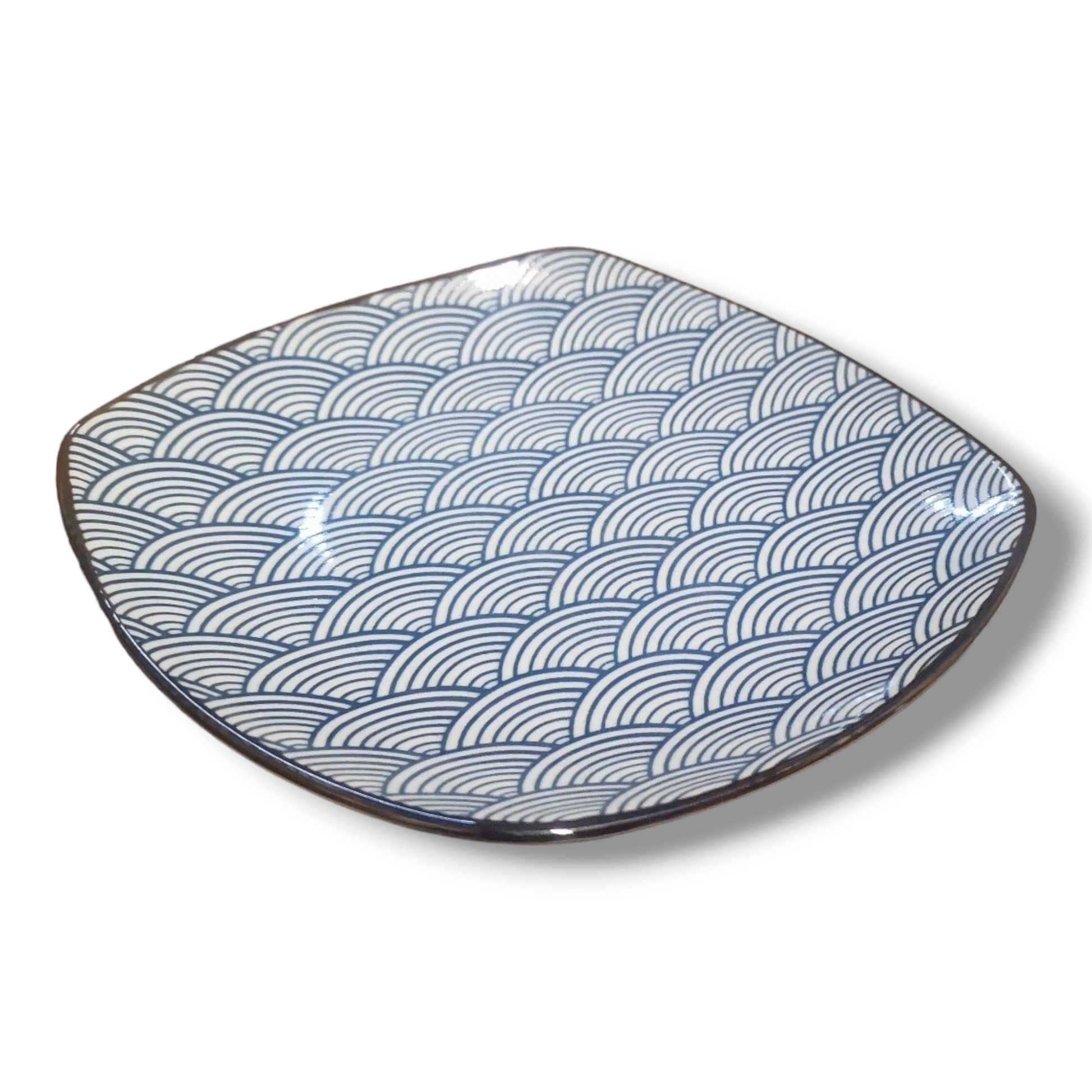 Fyrkantig Blå/Vit Mönstrad talrik 17,5cm