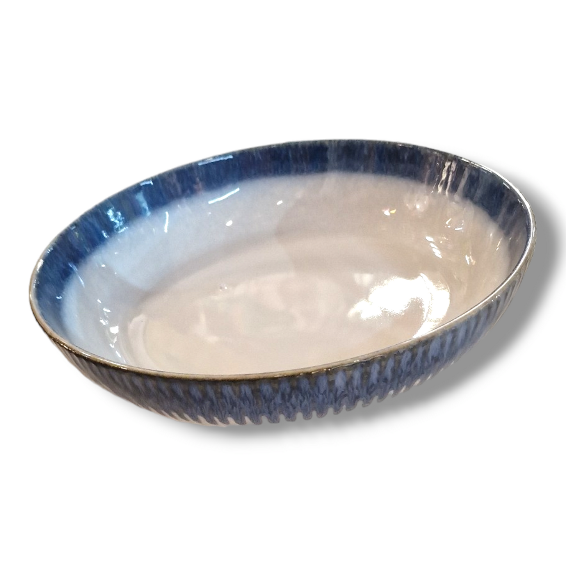 Blåvit rund skål 21,5cm