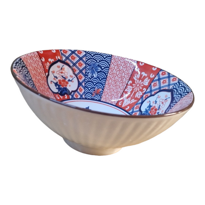 Ramenskål japansk blå röd imari porslin