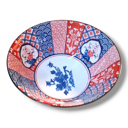 Ramenskål japansk blå röd imari porslin