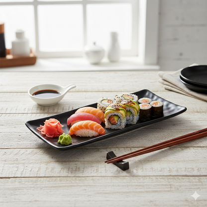 Avlång fat svart melamin 28x11cm