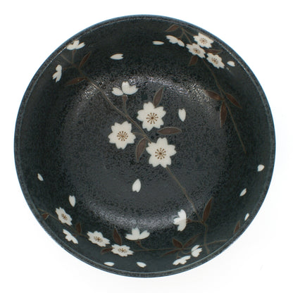 svart skål med körsbärsblomma  Ø17 cm | H9cm