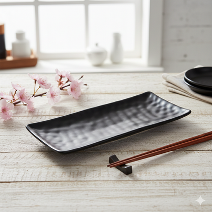 Avlång fat svart melamin 28x11cm