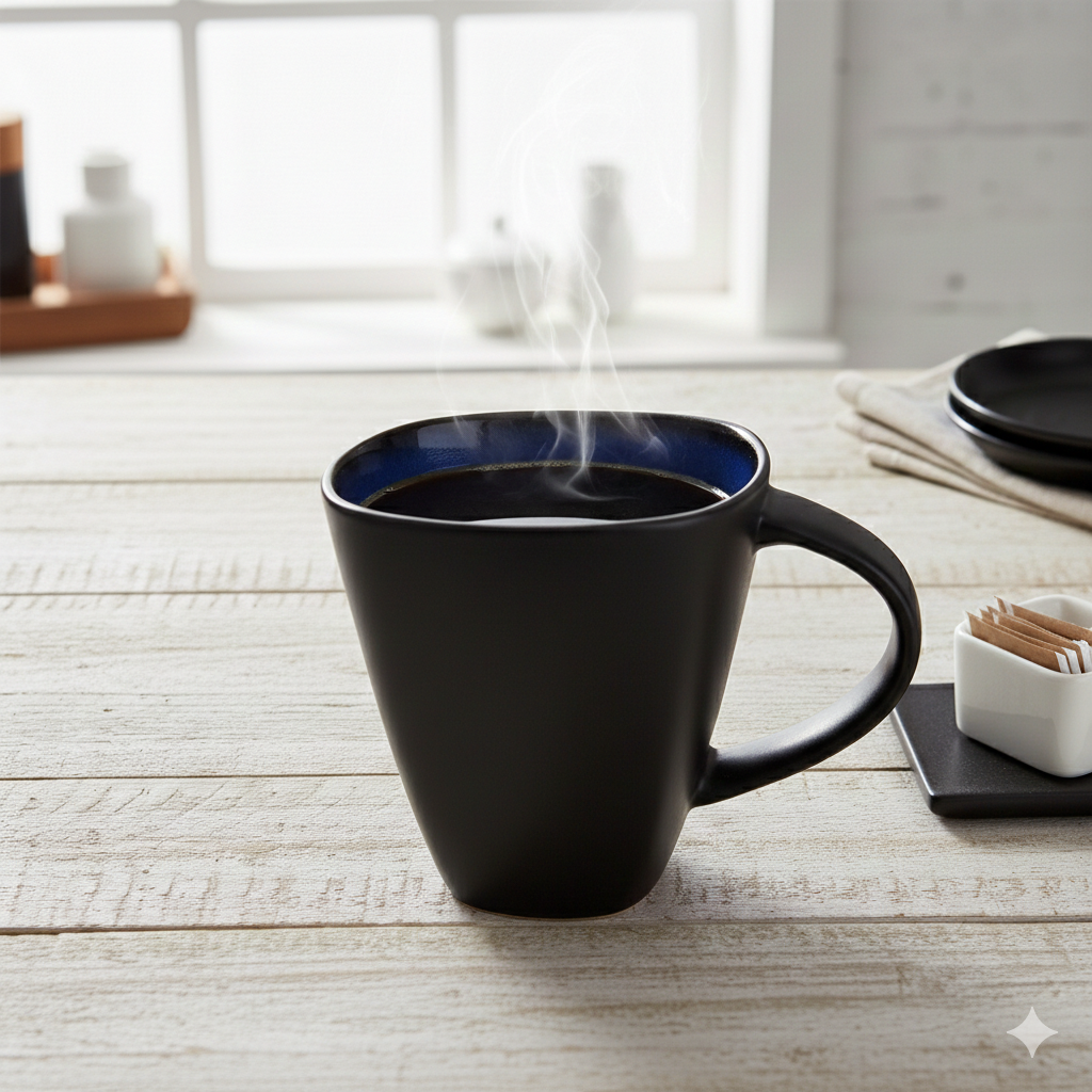 Kaffe/tekopp Svart & Blå Ø9xH11