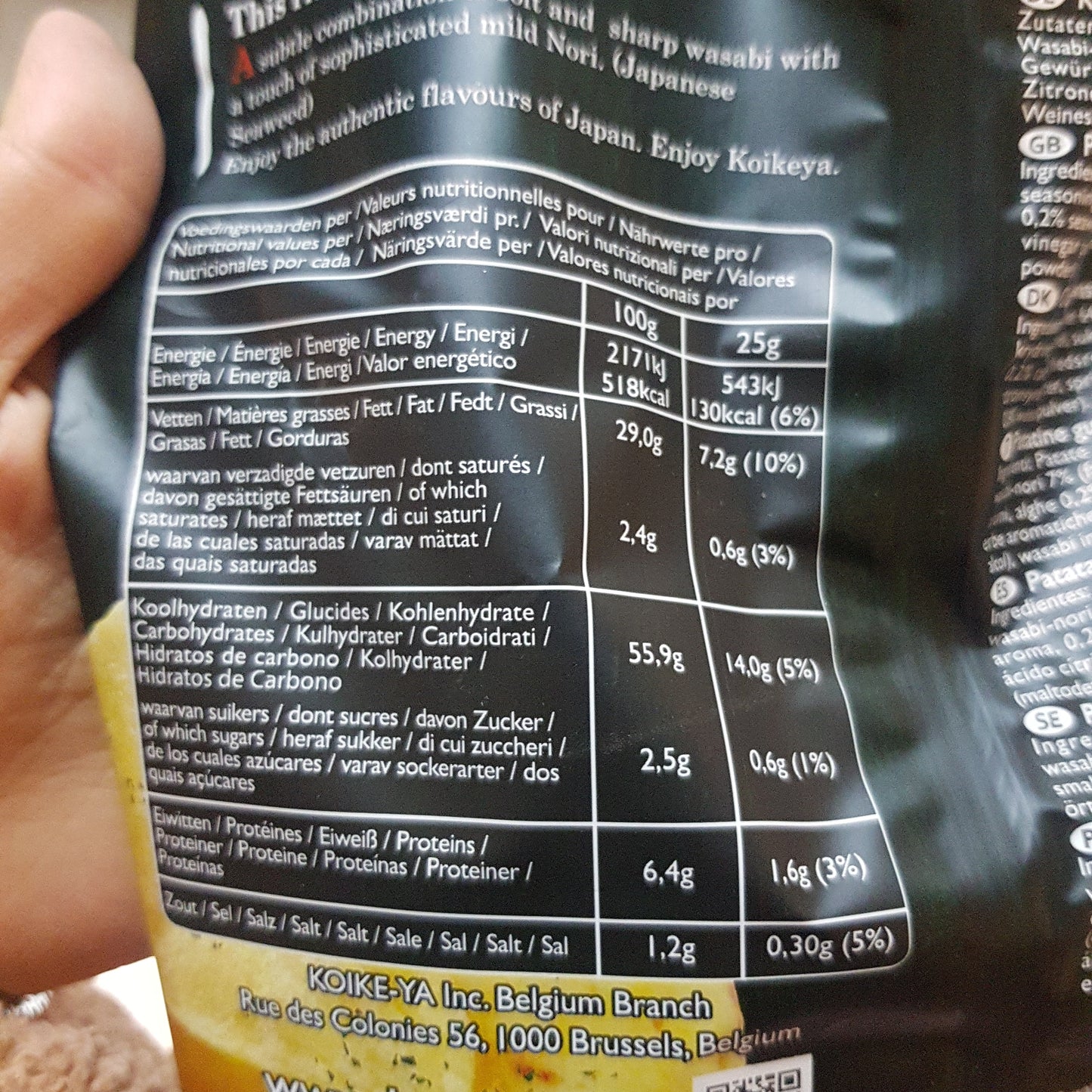 Japanska Chips, Wasabi & Nori, Koikeya, 100g