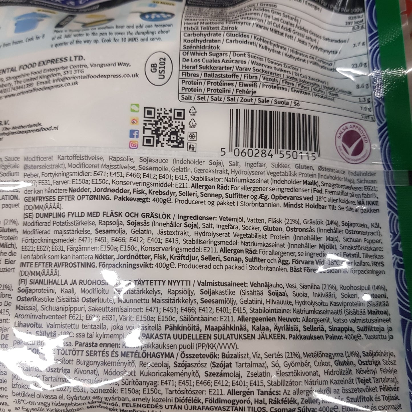 Fläsk och gräslök dumpling 400g, Kung Fu Panda