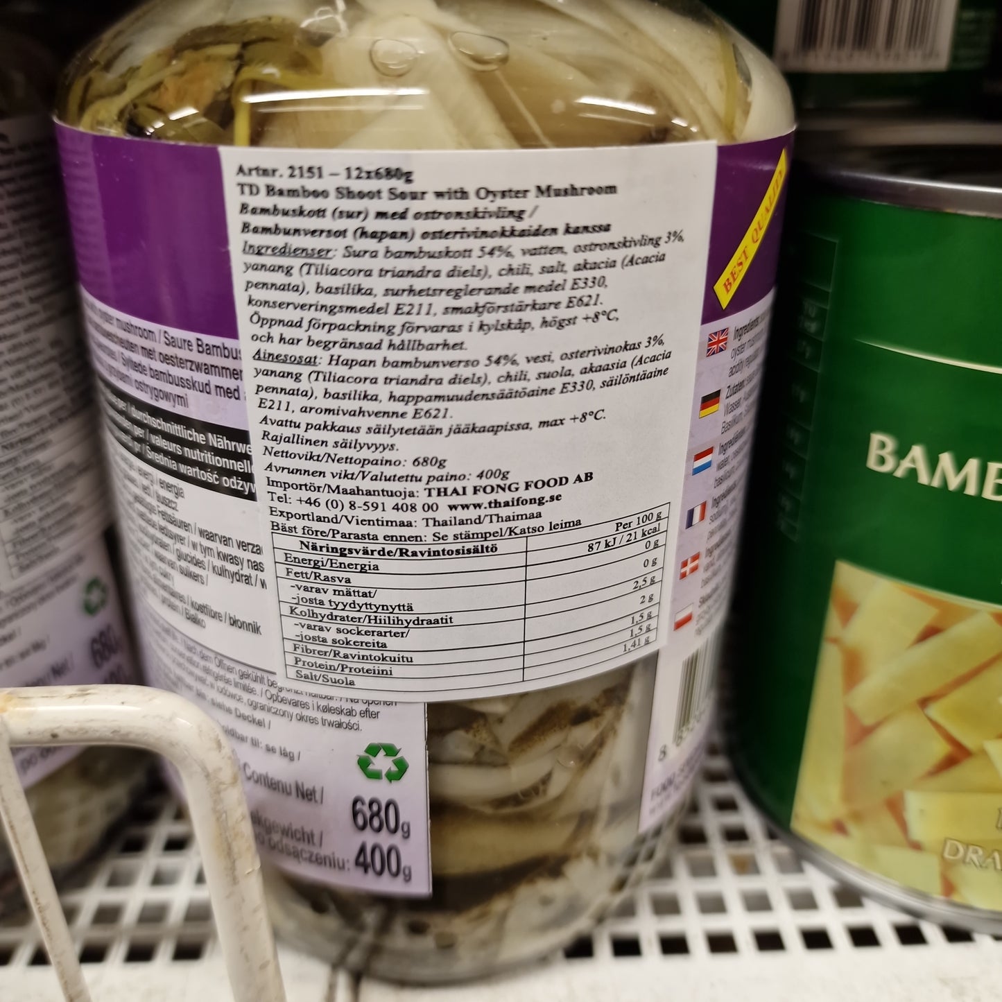 bambuskott inlagd med ostronsvamp