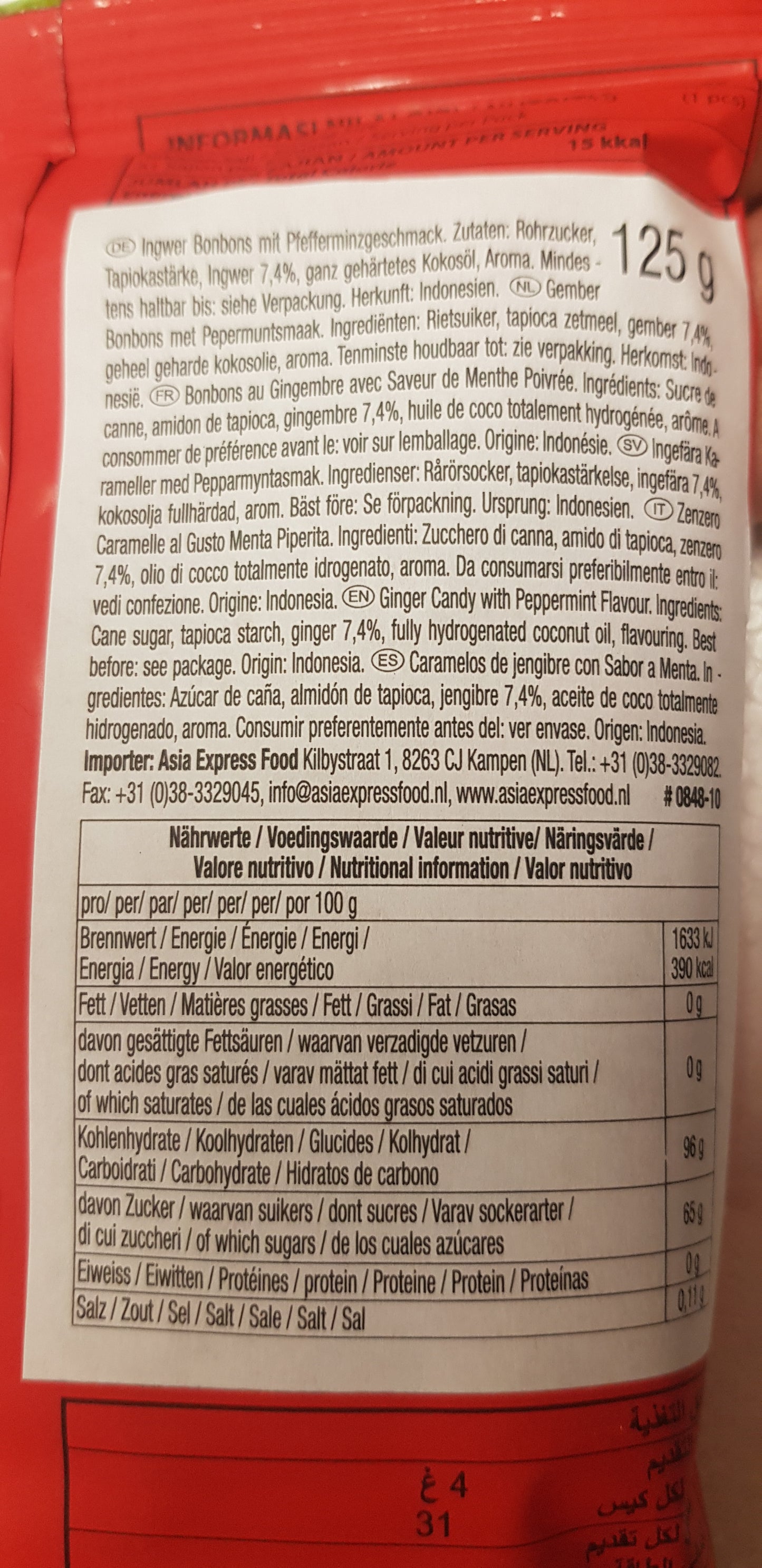 Ingefära godis pepparmint 125g, Gingerbon