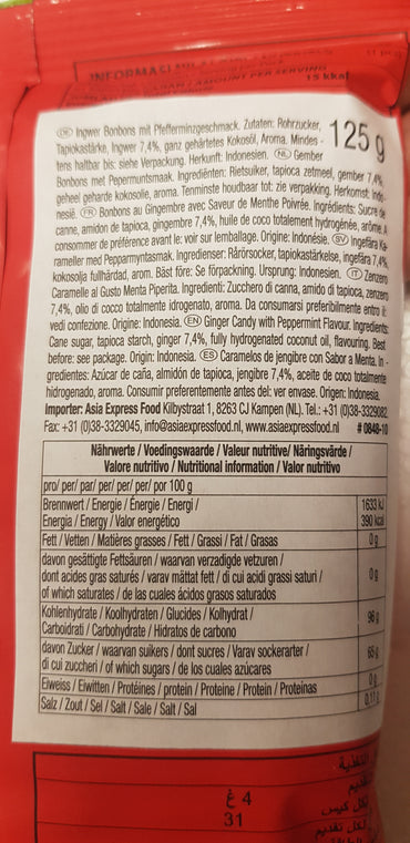 Ingefära godis pepparmint 125g, Gingerbon