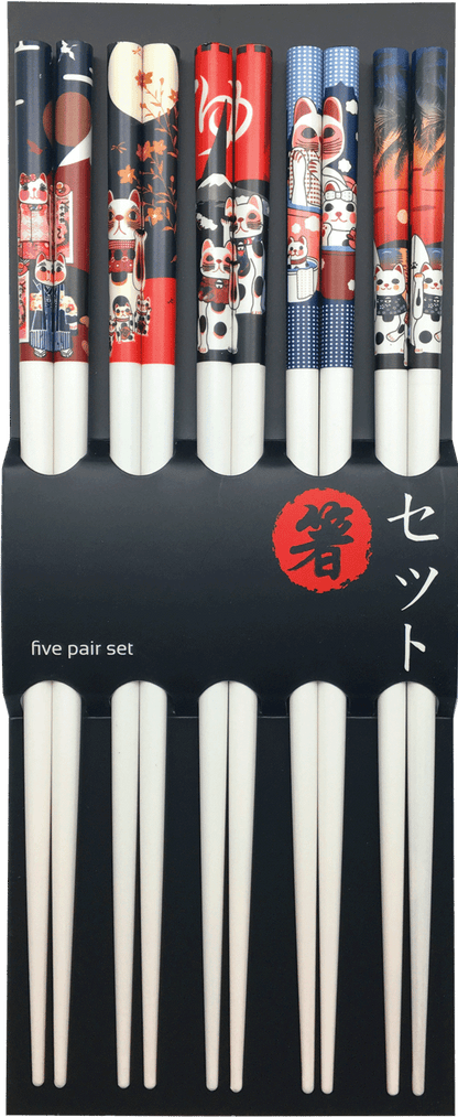 Japanska pinnar Neko katt 5-pack