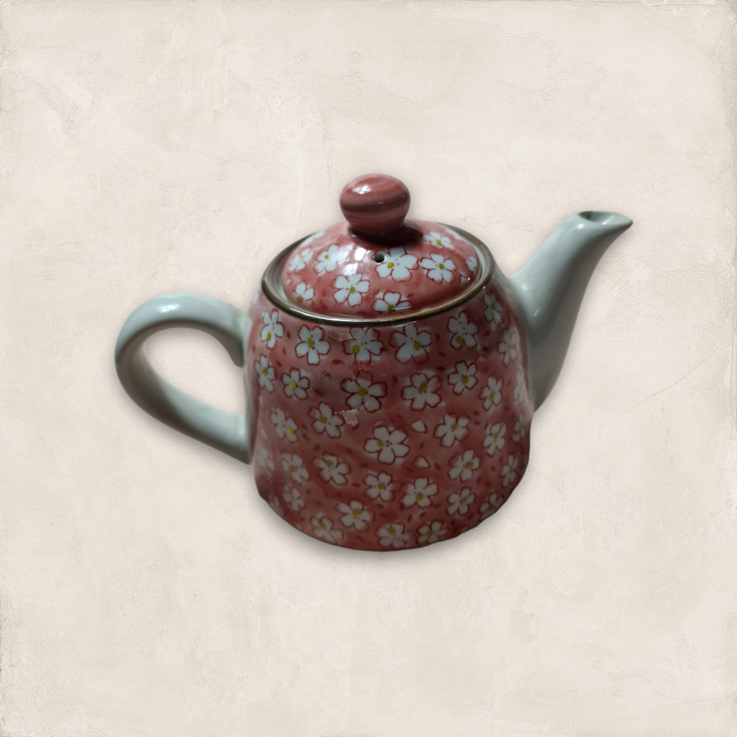 Röd/Vit Mönstrad Tekanna