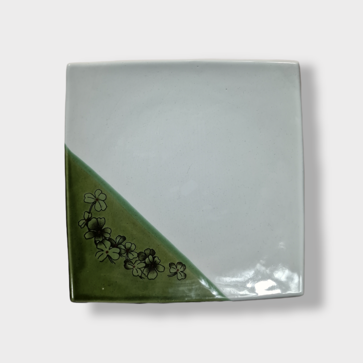 Fyrkantig Vit/Grön Tallrik