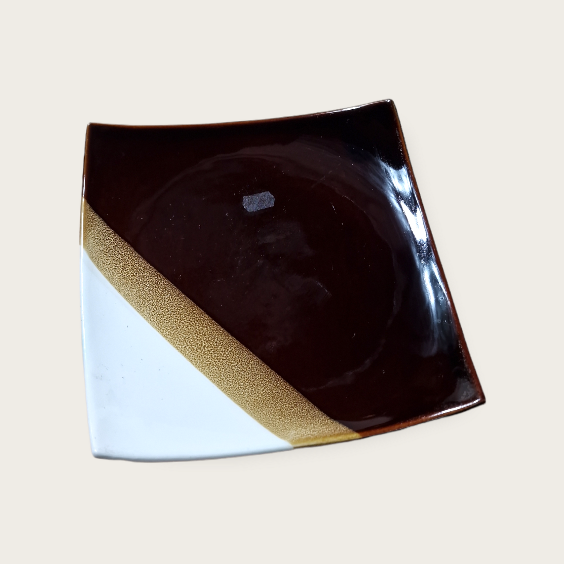 Fyrkantig Tallrik Brun/Vit