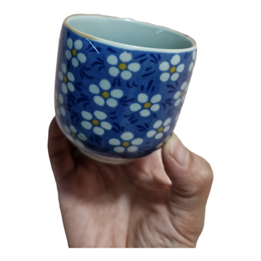 Liten Blå/Vit Blommig Kopp