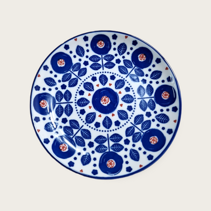 Liten Blå Mönstrad Fat