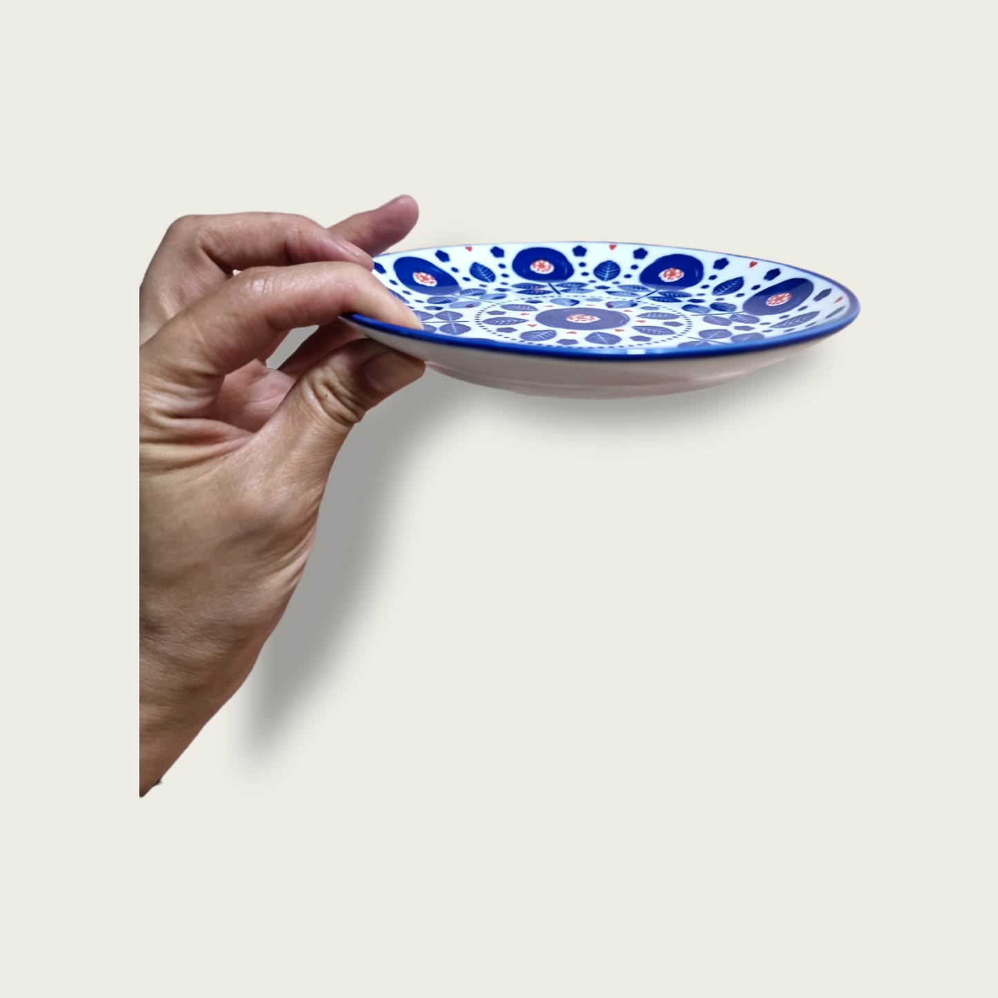 Liten Blå Mönstrad Fat