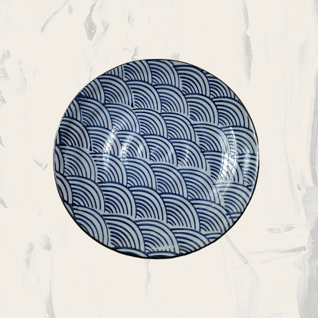 Blå Mönstrad Tallrik