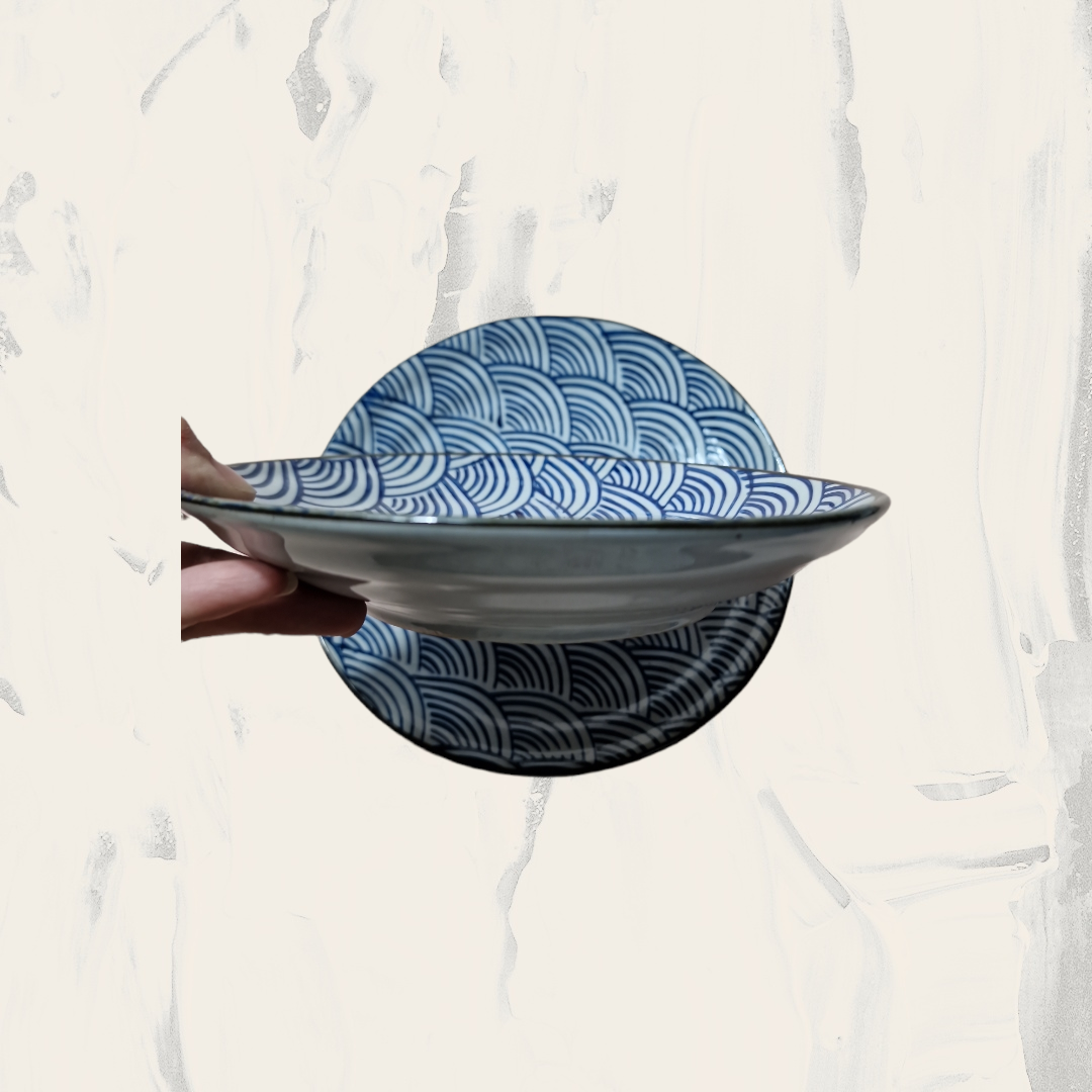 Blå Mönstrad Tallrik
